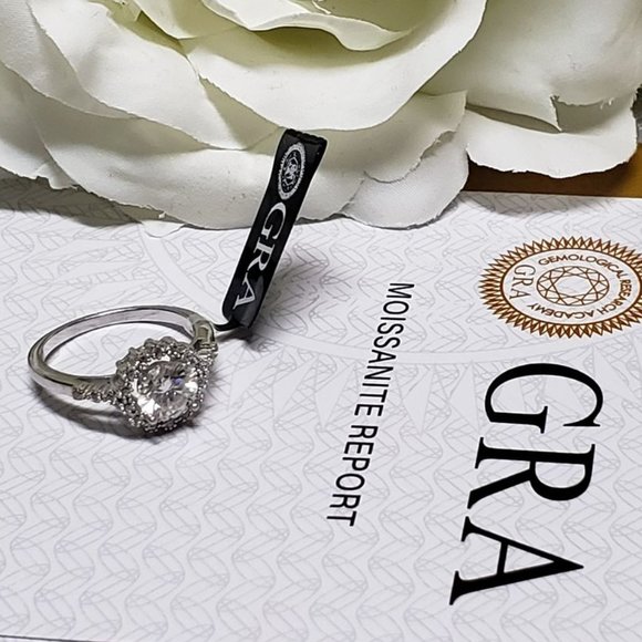 1 Carat Moissanite Ring with 925 Sterling Silver Band, D, VVS1 - Picture 1 of 7